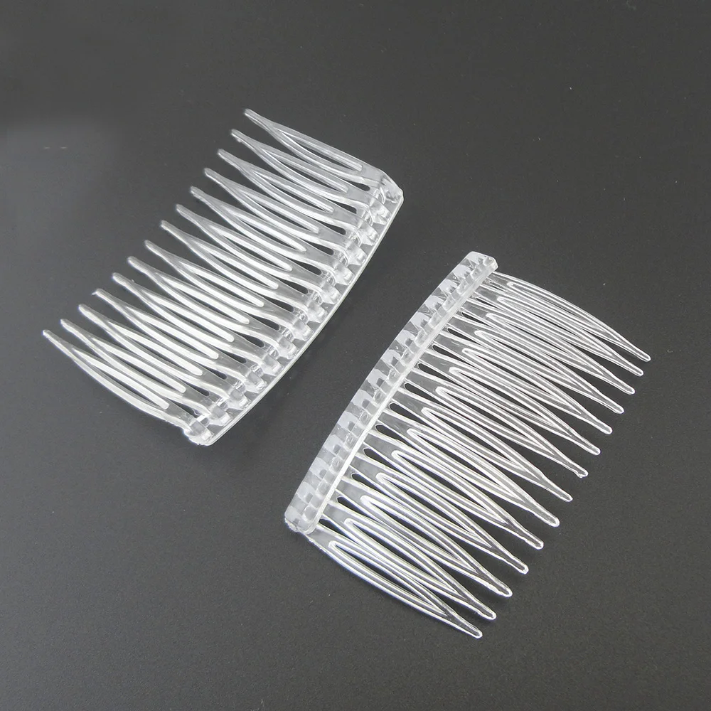 20 шт 4 5 см * 7 0 14 зубьев прозрачные пластиковые боковые расчески для diy аксессуары