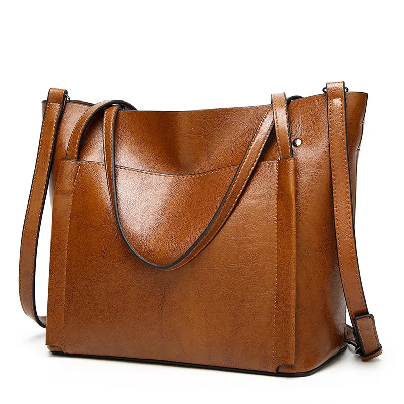 Leather Handbags Purse Women Big Fashion Designer Luxury High Quality Office Ladies Black Brown Clutch Shoulder Messenger Bags | Багаж и