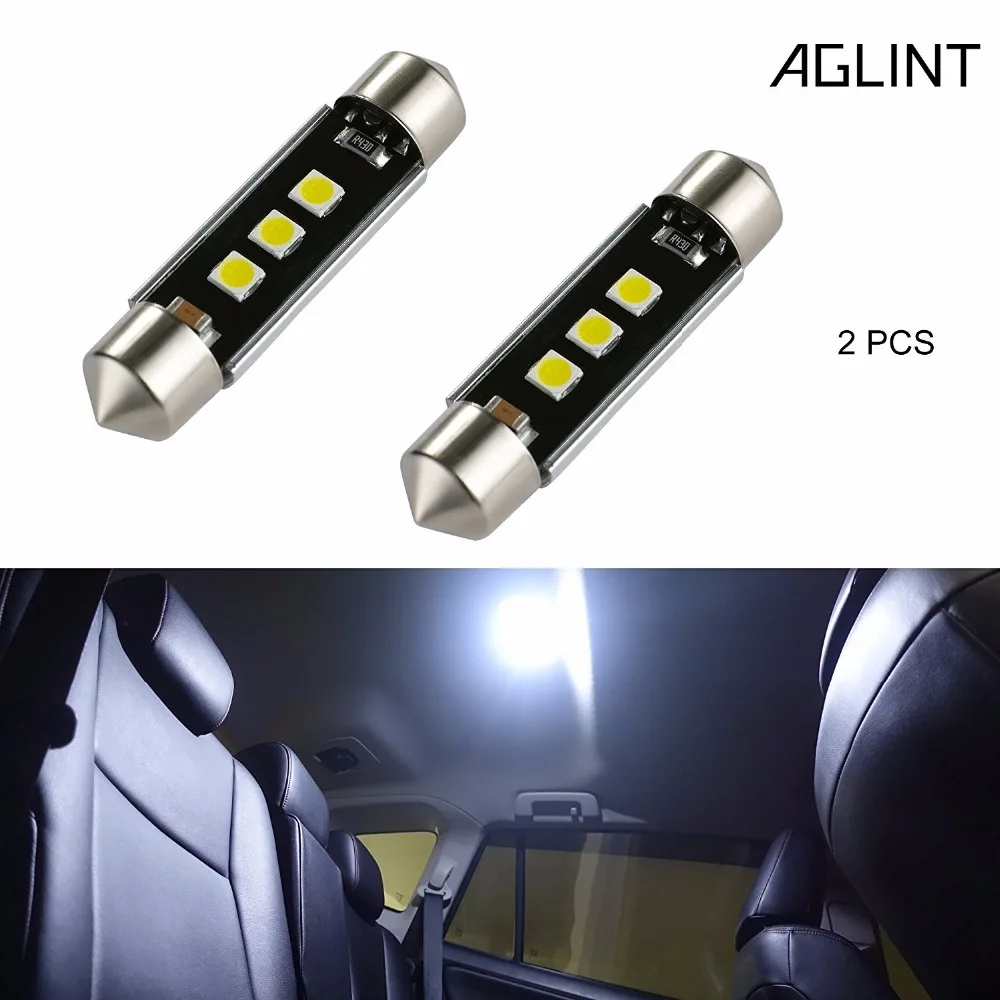 AGLINT 2 шт. светодиодный автомобильный лампы типа фестон 39 мм C5W C10W CANBUS без ошибки OBC для салона автомобиля Чтения Купол багажника лампа супер белый 12-24 В