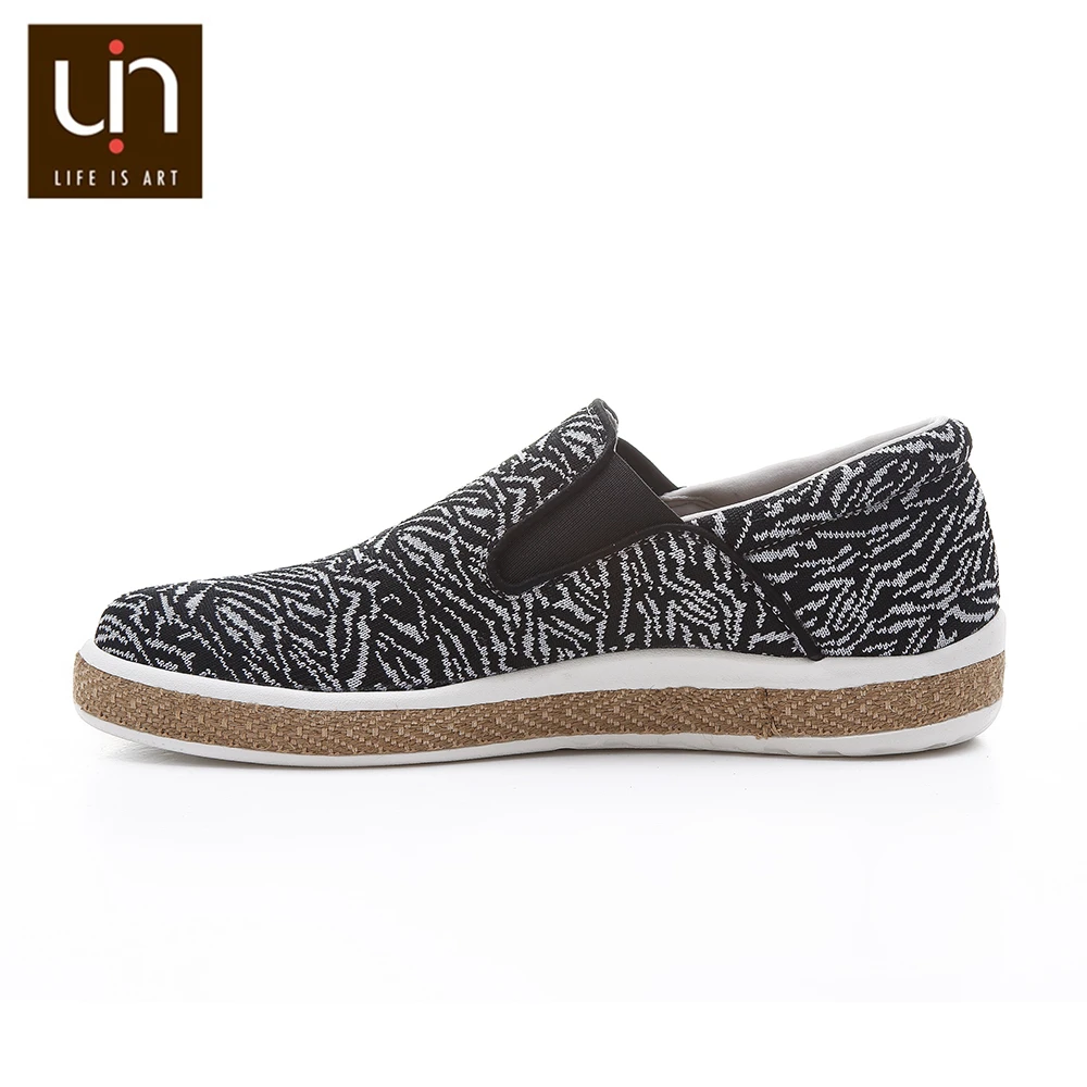UIN Tijuana Design Knitted Casual Men Sneakers Breathable Slip-on Shoes Black/Blue Colors Male Loafers | Обувь