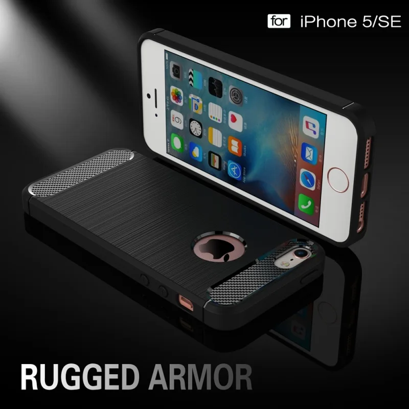 for iPhone 5/5 s/SE Mobile Phone Bag Case Carbon Fibre Brushed TPU Cover Shell Cases SE/5s/5 - Hot Selling | Мобильные телефоны и