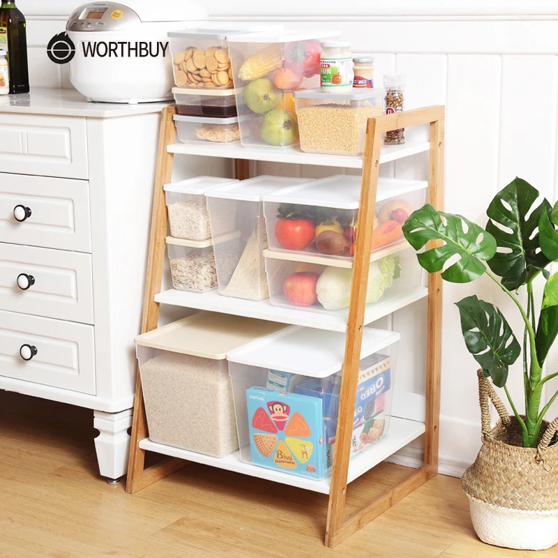 WORTHBUY BPA Бесплатный пластиковый контейнер для хранения кухонный органайзер