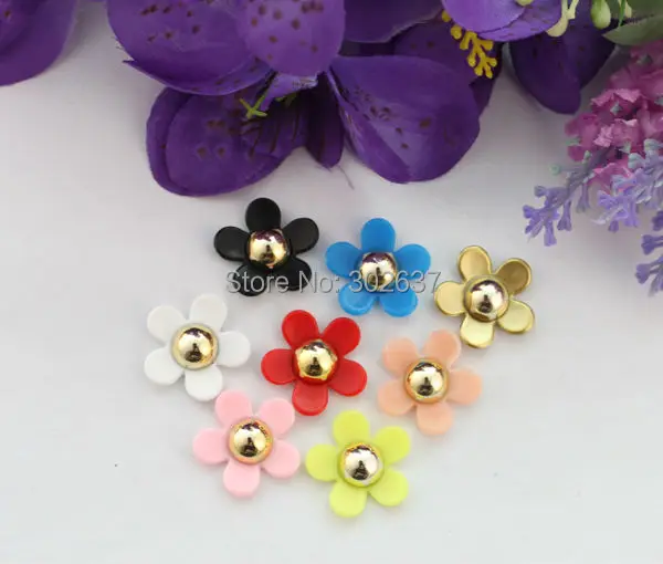 

Free shipping 15PCS Mixed Colour Golden flower flatback cabochon DIY accessory #22820