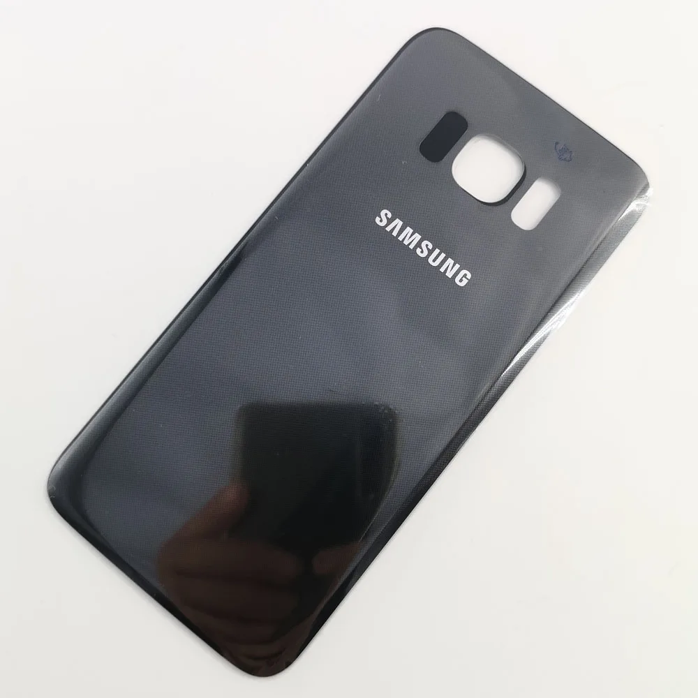 Черный Для SAMSUNG Galaxy S7 G930F G9300 задняя Батарея крышка Дверь задняя 3D Стекло Корпус чехол на замену+ Защитная пленка Стикеры - Цвет: Черный