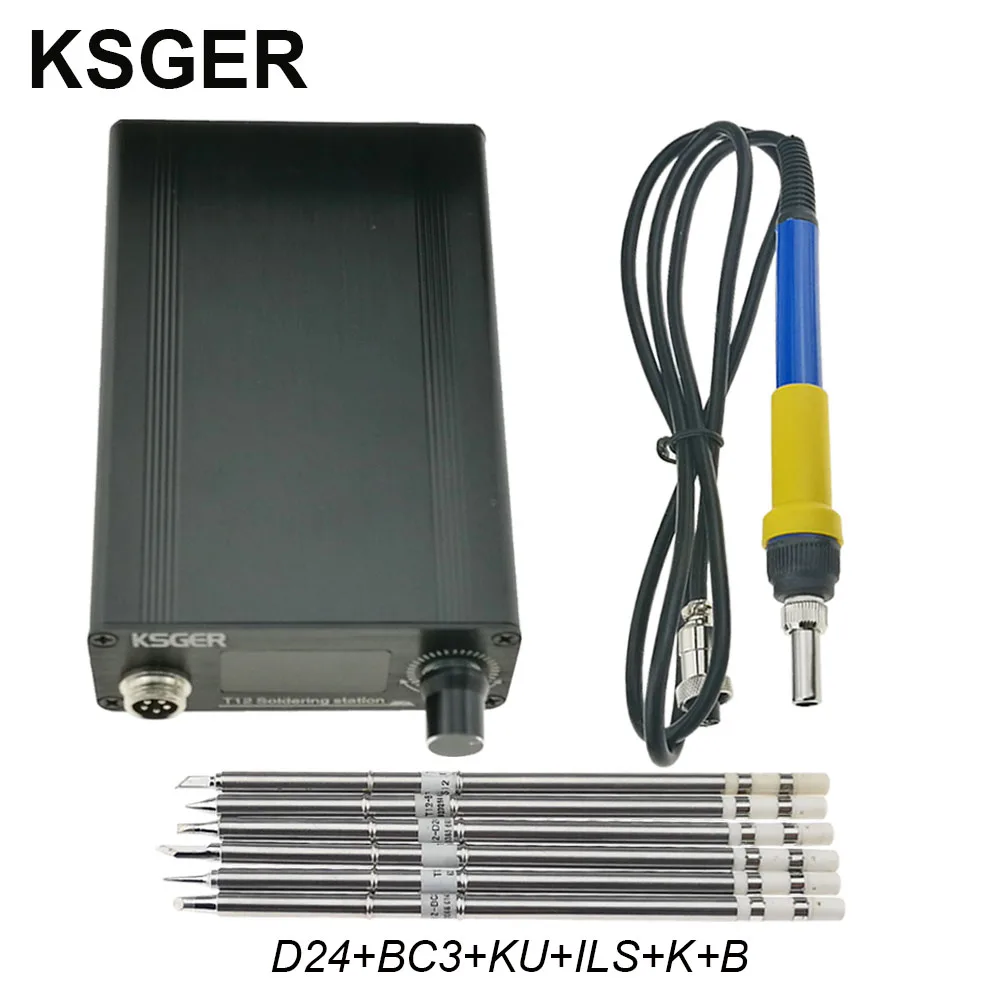KSGER T12 паяльная станция V2.0 STM32 OLED цифровой регулятор температуры Электрический паяльник Stings T12-K B2 BC2 D24 наконечники - Цвет: SET 6