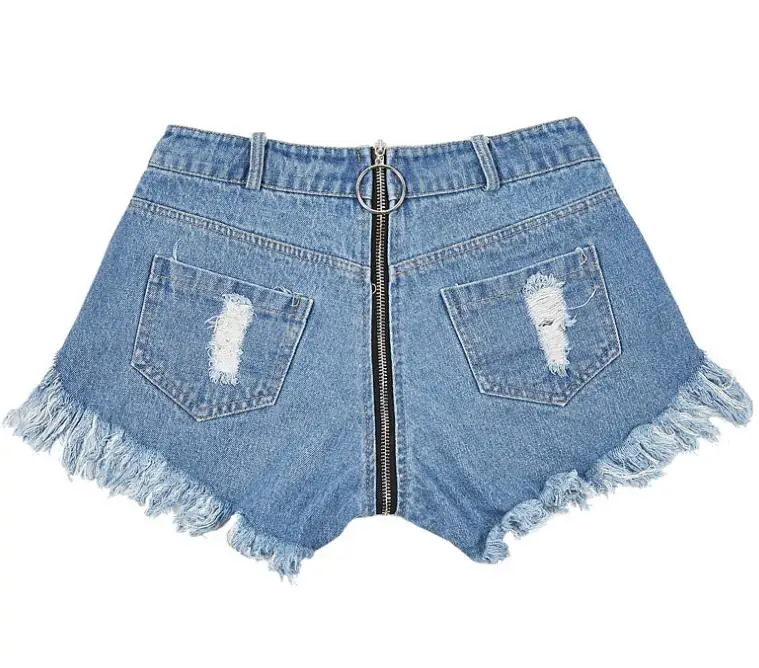 2019 New Arrived Summer Women Slim High Waist Hole Denim Shorts Female Lace Sexy Nightclub Jean Zipper Frayed Raw Hem Ripped D47 | Женская