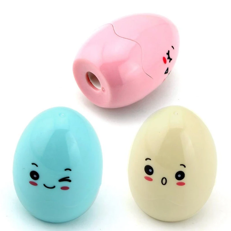 Набор из 3 пластиковых точилок для карандашей Kawaii с одним отверстием в форме яйца