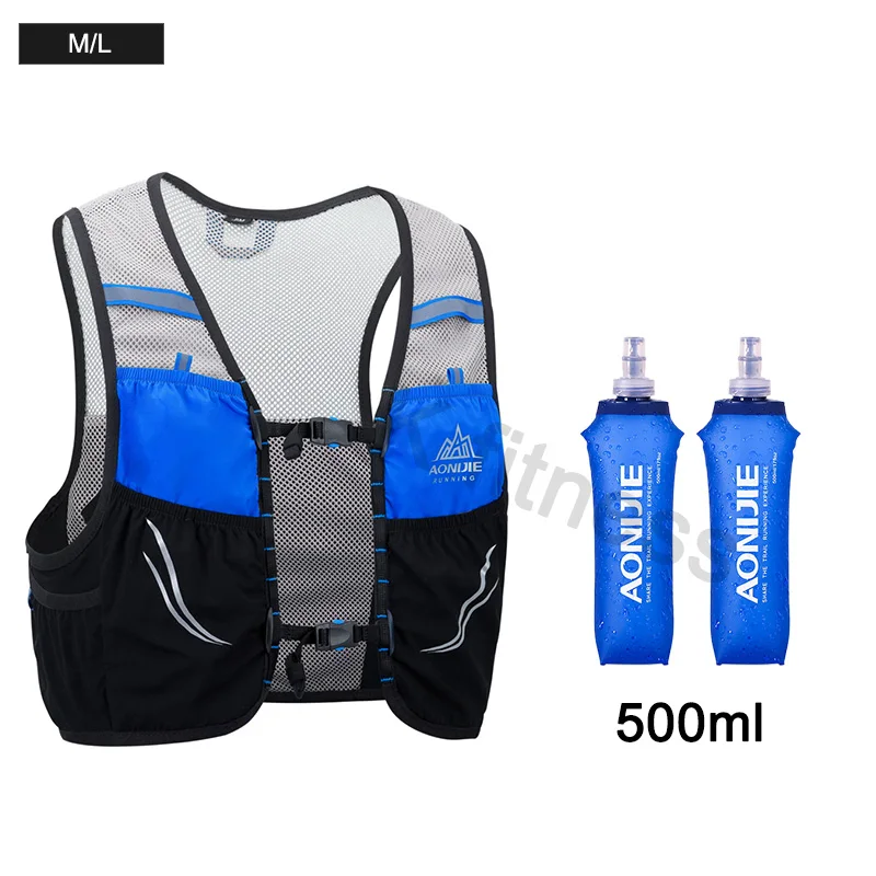 Blue-ML-500ML AONIJIE 2.5L легкий рюкзак для бега дышащий велосипедный марафон Сверхлегкий походный спортивный мешок 500 мл мягкая фляжка - Цвет: Blue-ML-500ML