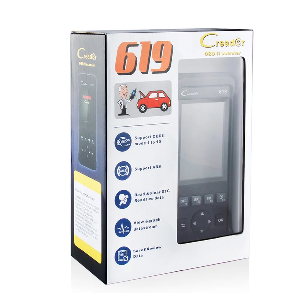 2017 Best OBD 2 OBD2 диагностики OP COM Автосканер LAUNCH Creader 619 Поддержка ABS подушки