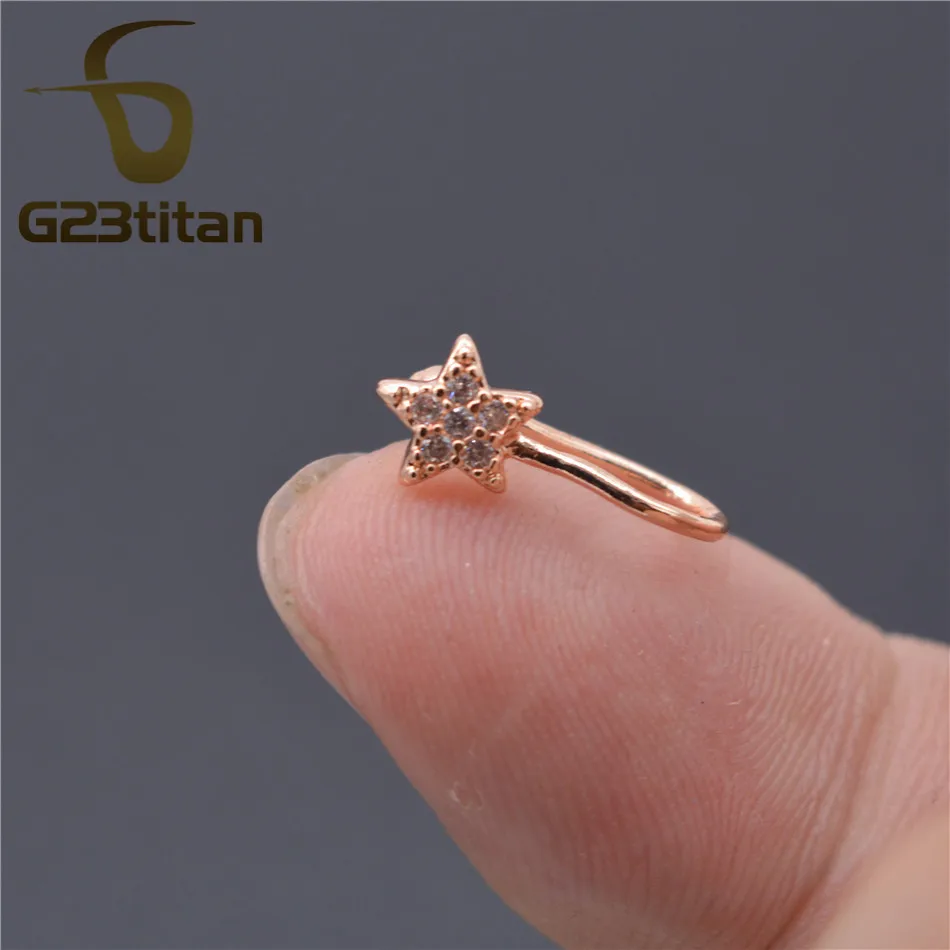 Поддельные кольца G23titan для пирсинга серьги Клипсы из розового золота с