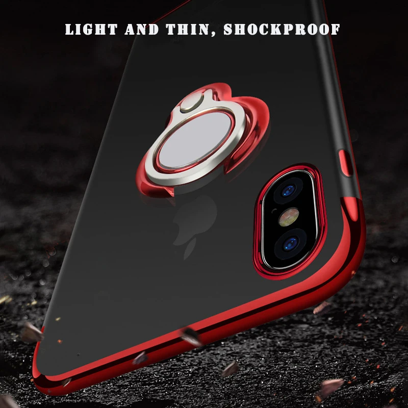 Luxury Magnetic Ring Stand Case For Iphone 6 6S 7 8 Plus Full Cover X XS MAX XR Plating Soft Tpu Phone |