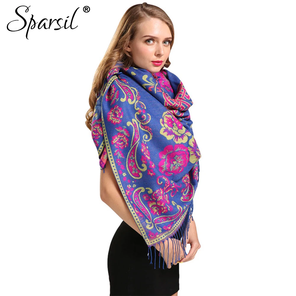 Sparsil Женский Осенний кашемировый шарф с кисточками квадратный женский зимний