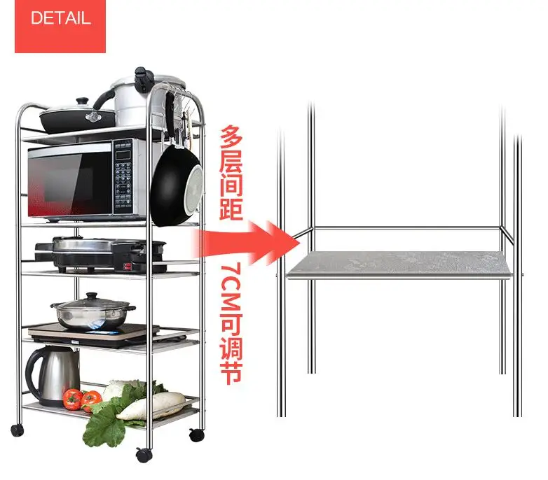 Кухонная стойка из нержавеющей стали, многослойная полка для хранения микроволновой печи, принадлежности для хранения, подставка для чаши