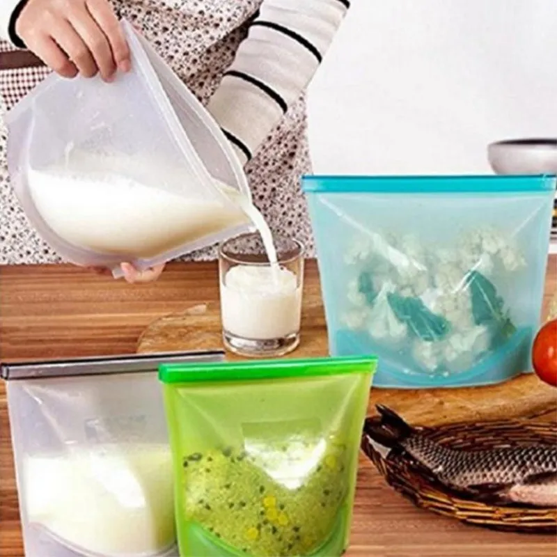 Многоразовые вакуумные силиконовые пакеты для еды многоразовые кухонные контейнеры для хранения утвари пакет для холодильника