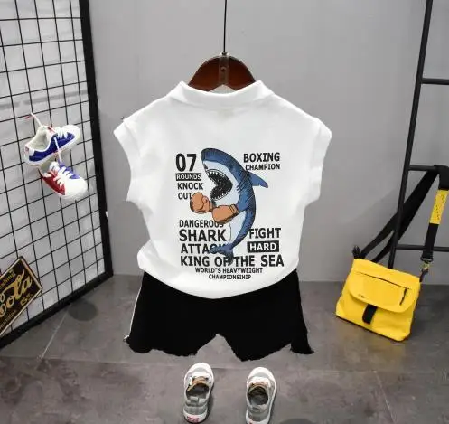 Летняя одежда для маленьких мальчиков футболка + шорты на каждый день 2 предмета в