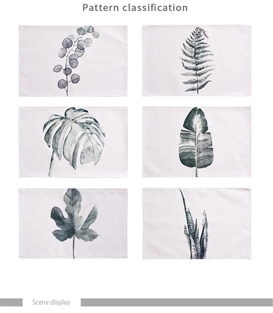 Креативная тканевая льняная салфетка с принтом в виде зеленых листьев, коврик для стола с теплоизоляцией, Нескользящие подстилки, подстаканник, настольный декор, 1 шт