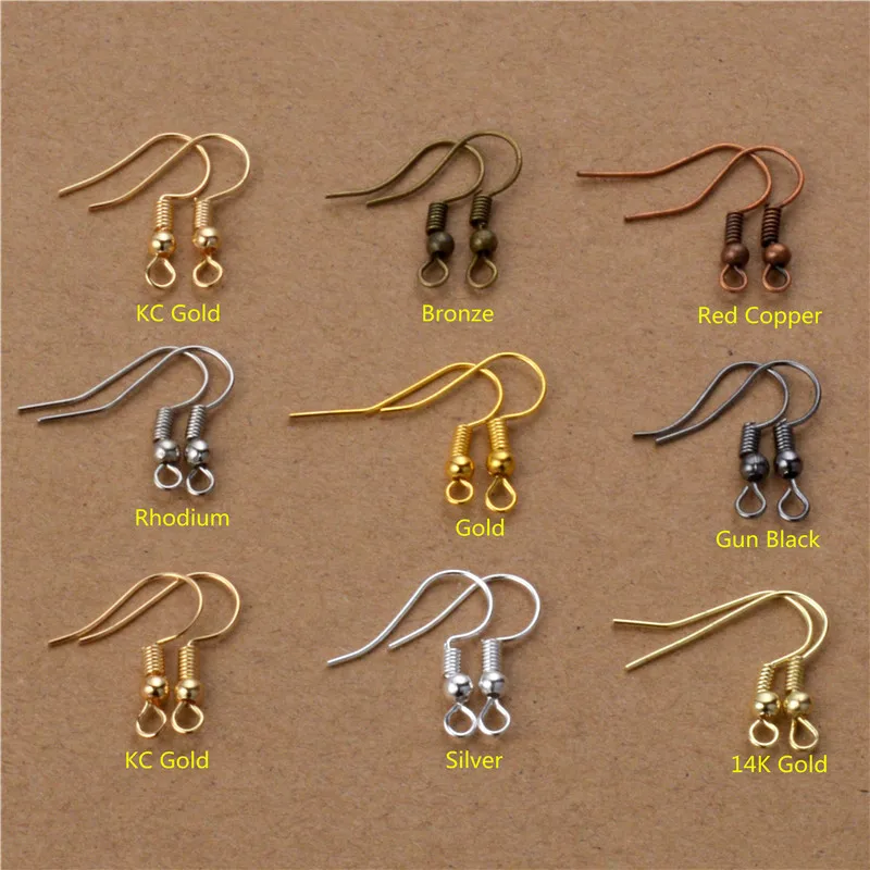 Железная застежка крючок для сережек с бусинами 200 шт./лот|wire clasp|jewelry making findingsear hook