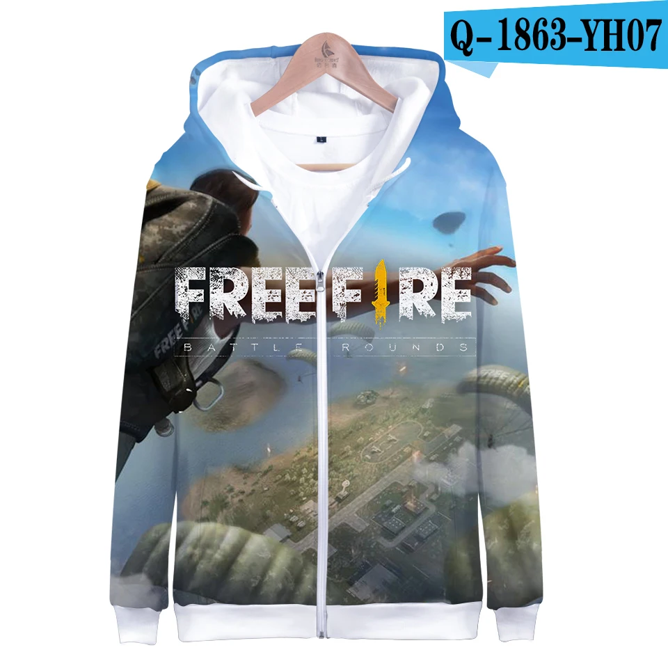 Хип хоп 3D free fire модная мужская толстовка с капюшоном на молнии Зимняя куртка популярный пуловер хлопковое пальто с длинными рукавами - Цвет: Бежевый