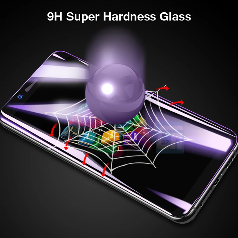Защитное стекло DCR закаленное фиолетового цвета для Huawei Mate 20 10 P30 Lite Y6 Y9 P Smart