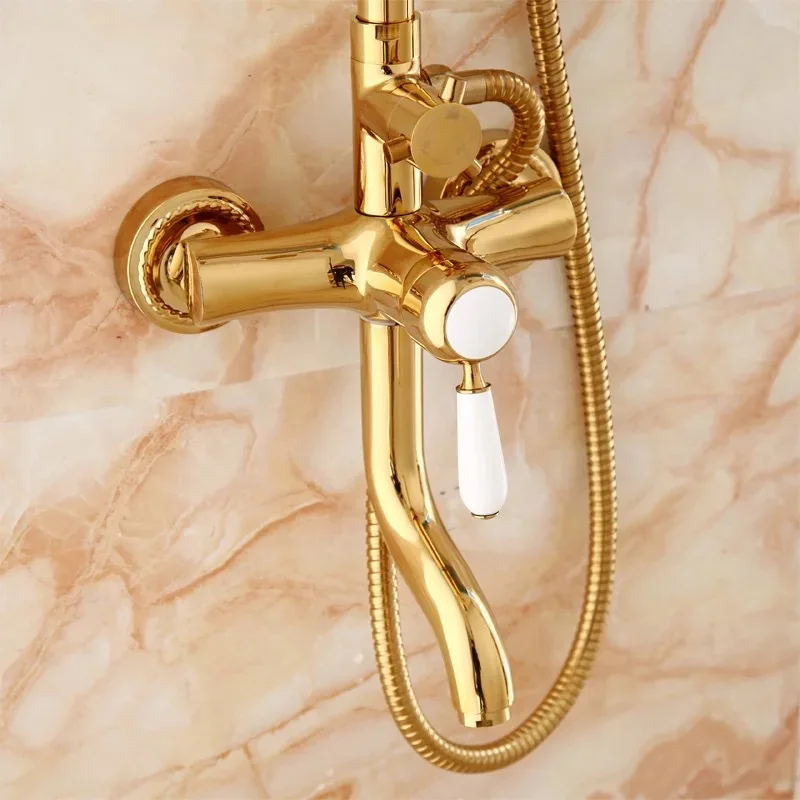 BECOLA бесплатная доставка роскошный набор для душа золотой цвет смеситель две