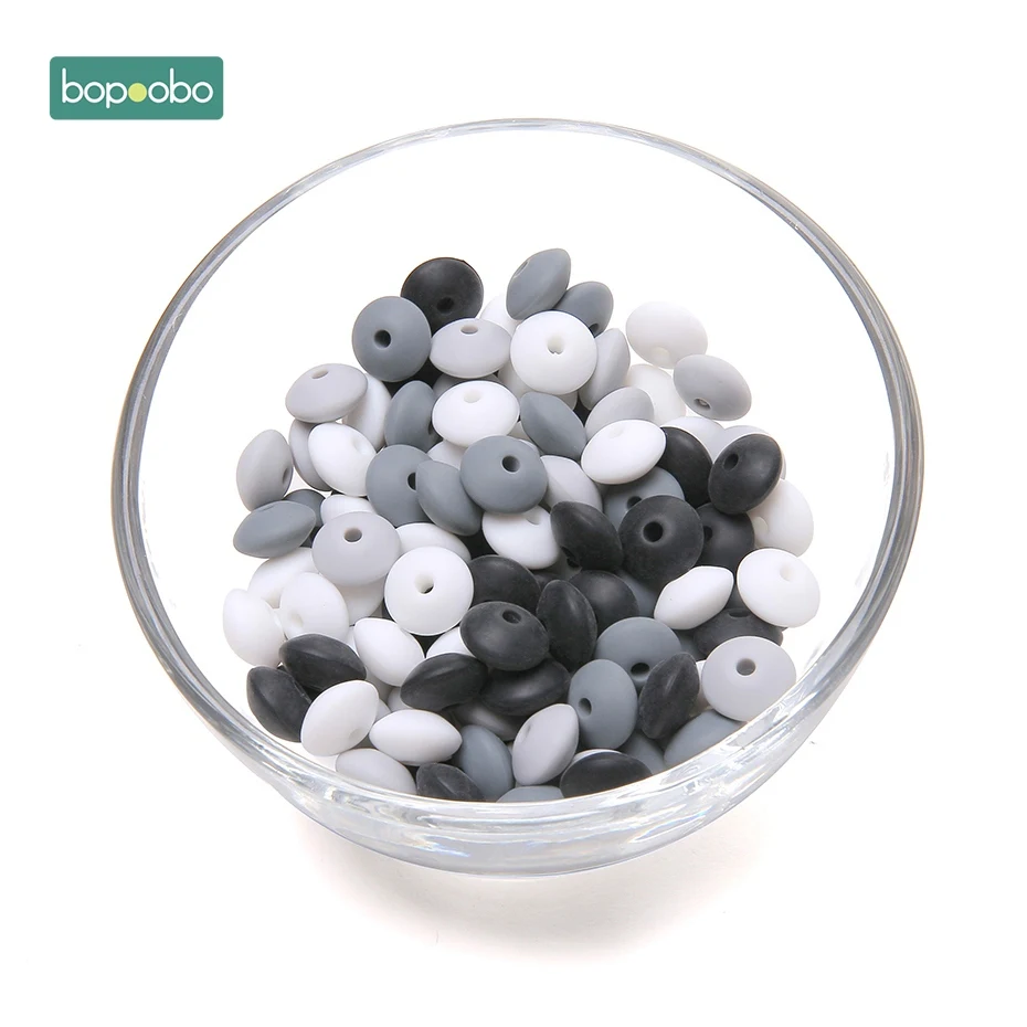 Gray Series Bopoobo 40 шт. Силиконовые бусы для прорезывания зубов, Прорезыватель для зубов, аксессуары, пищевая жемчужина, силиконовая звезда, Прорезыватель для зубов, пустышка, изготовление прорезывателей - Цвет: Gray Series