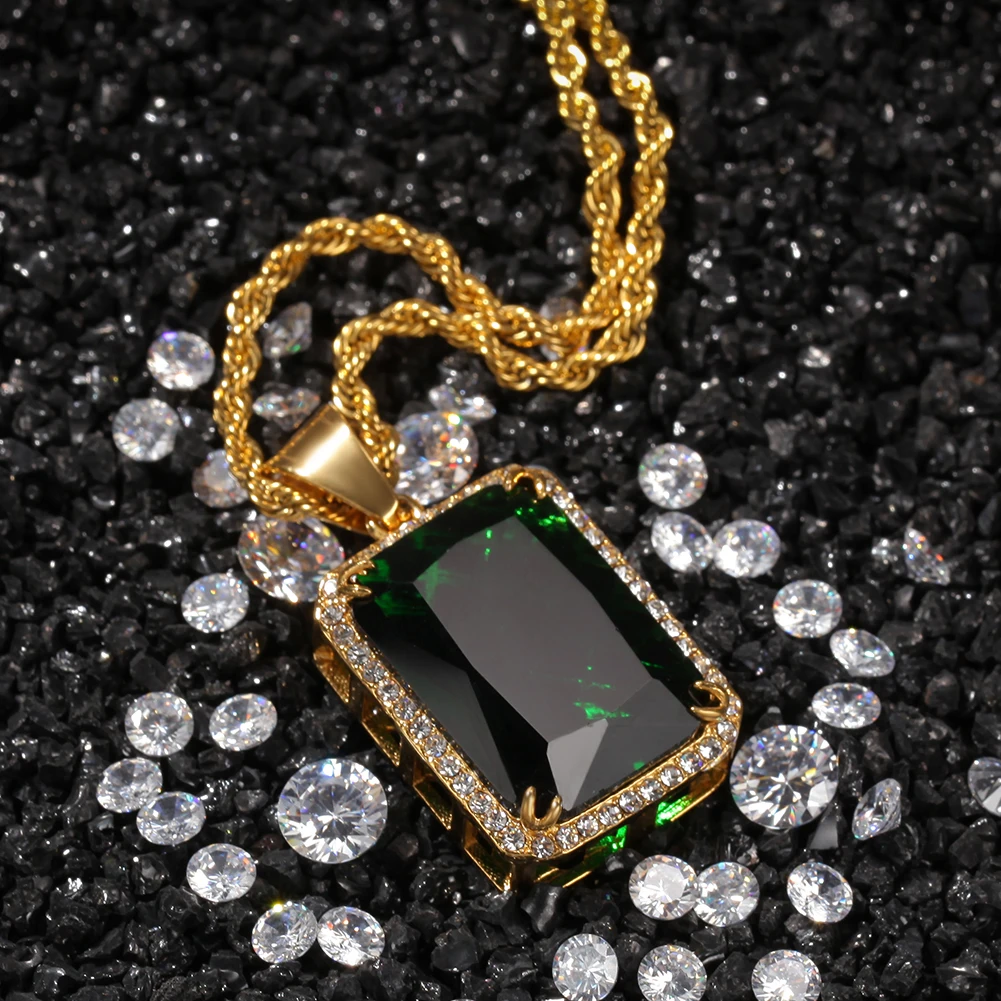 THE BLING KING нержавеющая сталь на заказ квадратные камни ожерелье хип хоп полный Iced Out кубический