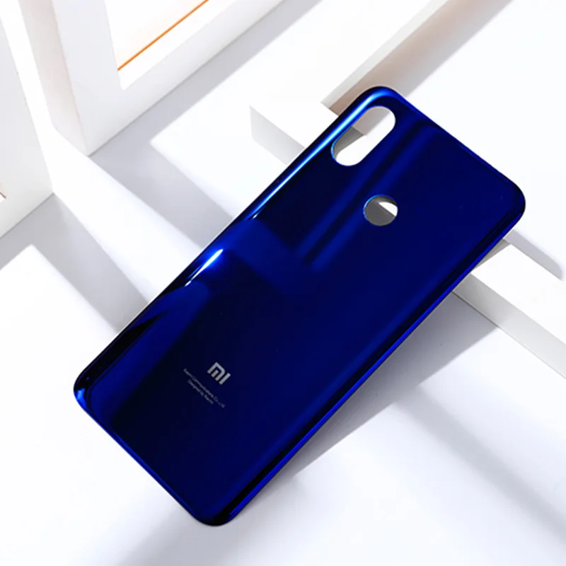 Blue Xiaomi mi 8 mi 8 задняя крышка батарейного отсека стекло задняя дверь корпус чехол для панели Замена чехол для телефона с клейкой наклейкой - Цвет: Blue