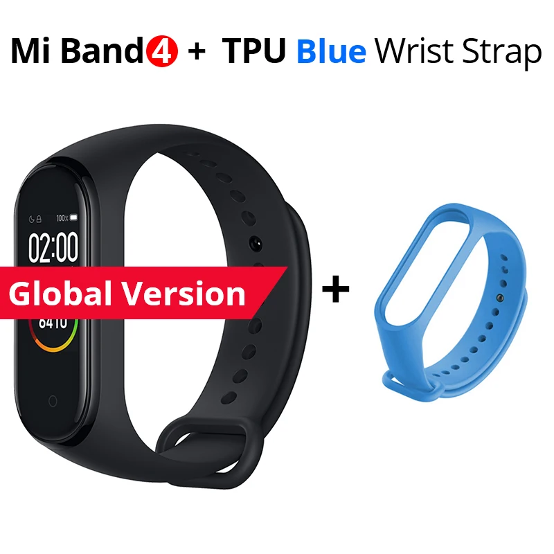Add Blue Strap Xiaomi Mi Band 4 глобальная версия многоязычный браслет 135 мАч Bluetooth 5,0 умные часы - Цвет: Add Blue Strap