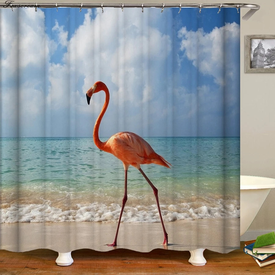 Flamigo занавеска для душа s ткань тропические занавески для ванной 3D ткань занавеска для душа с крючками забавная Розовая Занавеска для ванной или коврик - Цвет: gq8