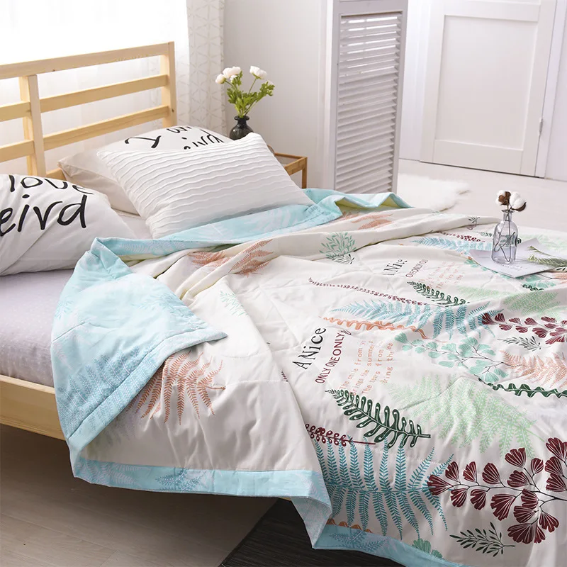 Стираное хлопковое летнее прохладное воздухопроницаемое одеяло стеганое