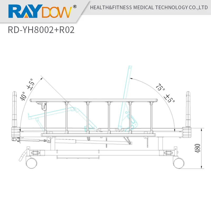 RD YH8002 + R02 raydow ABS спинка и подножка подъема медицинский уход кровать для больницы