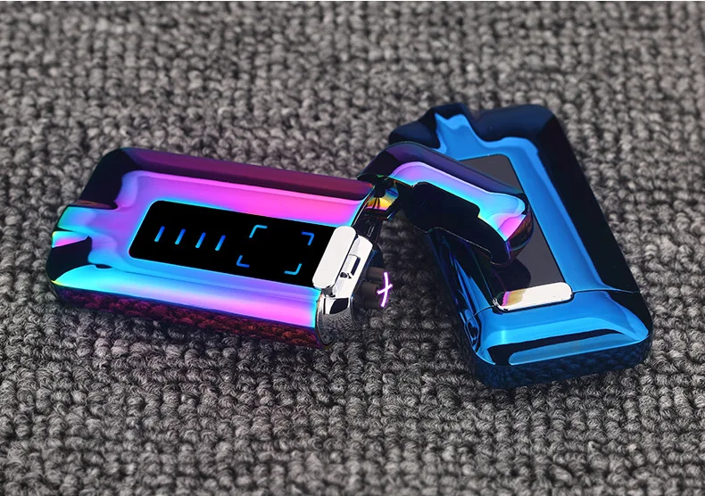 Сенсорная Индукционная электрическая зажигалка с дисплеем питания USB Электронная зажигалка для сигарет металлическая двойная дуговая плазменная зажигалка ветрозащитный подарок