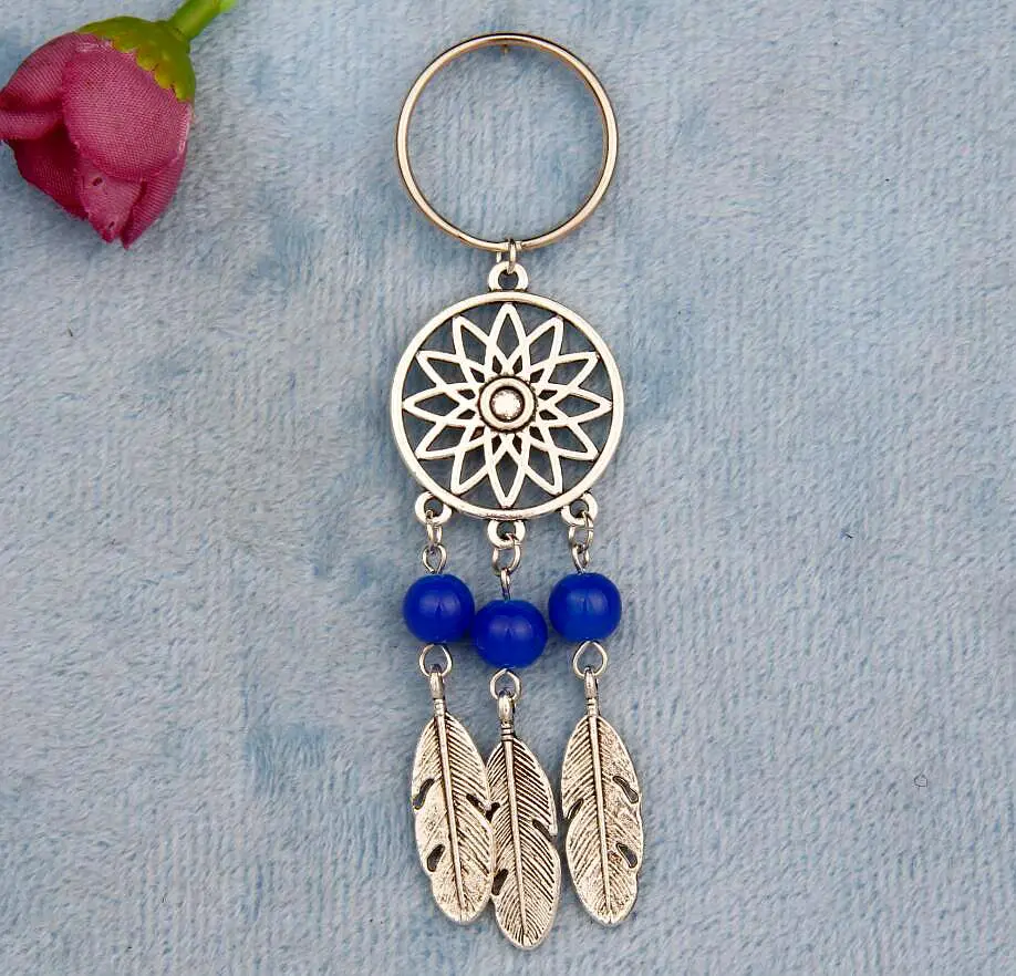 Хит 10 шт./лот античный серебряный Ловец снов перо и бусина очаровательный брелок