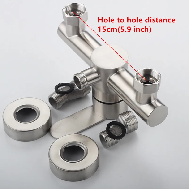 Free shipping 304 stainless steel wall install bathroom shower faucet tap brushed single handle control for cold and hot water |