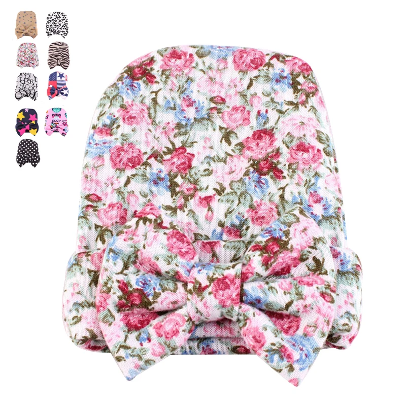 

Детская вязаная шапочка для новорожденных, вязаная шляпа с бантом и цветами для девочек, вязаная шапка для малышей