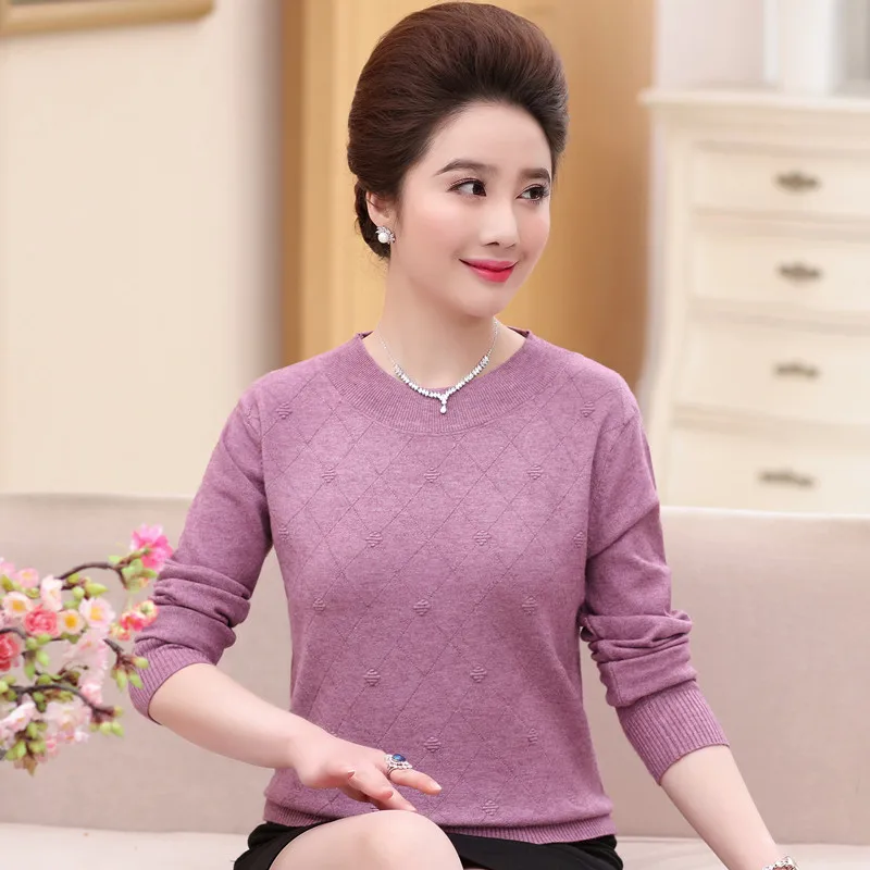 Женский осенний свитер размера плюс 4XL для женщин среднего возраста пуловеры