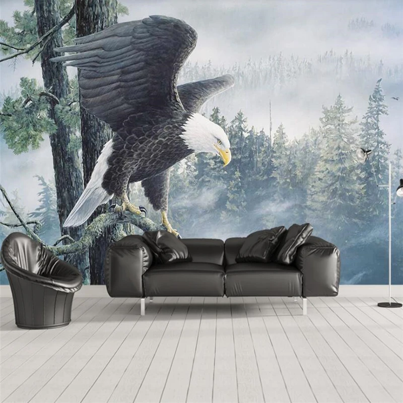 wellyu New Chinese style forest domineering eagle wings landscape wall custom large mural environmental wallpaper