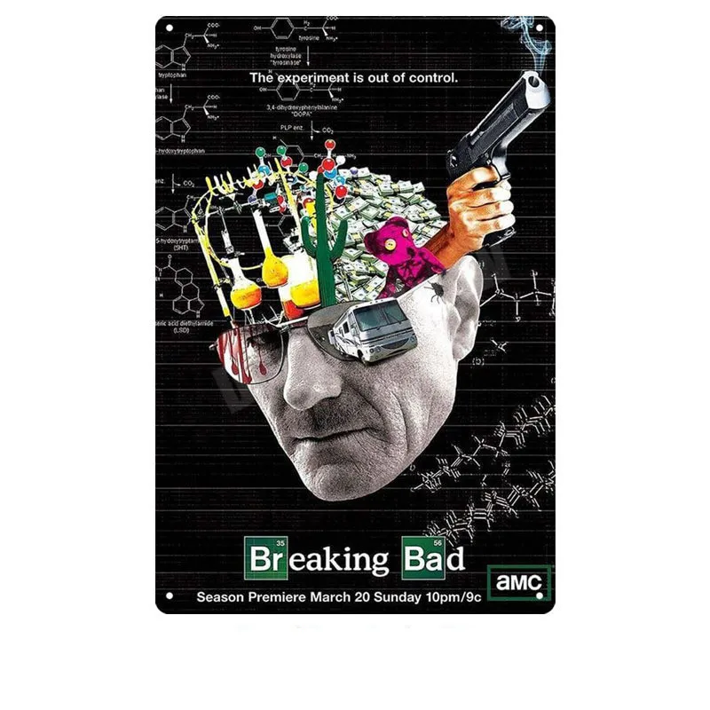 E Винтажная металлическая Жестяная Табличка с надписью «Breaking Bad» для паба, бара, казино, клуба, декоративная тарелка, рисунок Гейзенберга, настенные художественные наклейки для фильмов, N279 - Цвет: E
