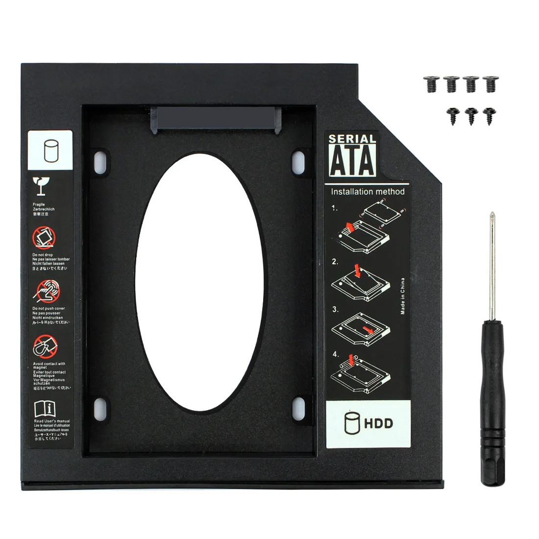Универсальный 2-й HDD Caddy SATA 3,0 для 2,5 ''12,7 мм/9,5 мм SSD чехол жесткий диск Корпус для ноутбука DVD-ROM CD-ROM Optibay