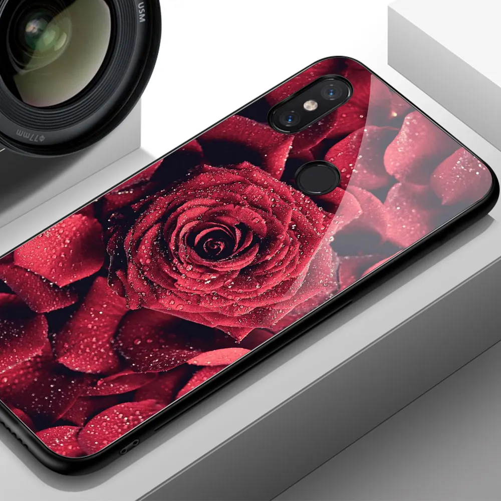 Чехол с красной розой для xiaomi mi 9, стеклянная задняя крышка, цветочный чехол для xiaomi 6 8 9 se 8 lite explorer mi x 2 2s 3 max 3 - Цвет: 01887