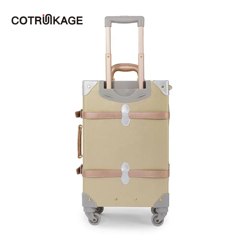 Cotrunkage Золото 20 &quot-26&quot вращающиеся колеса ретро чемодан из ПУ-кожи Для женщин
