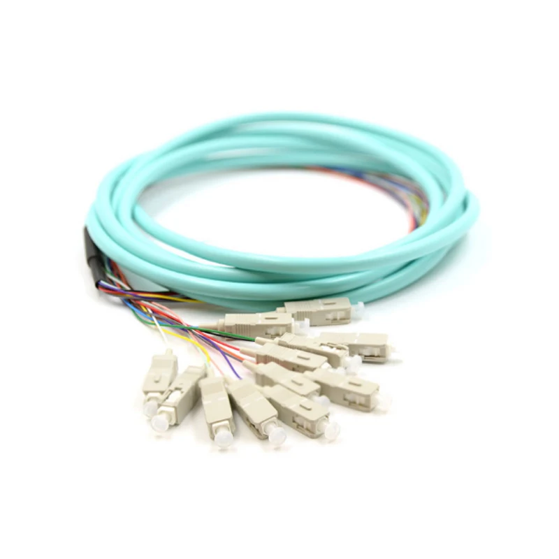 

SC 12 cores OM3 Simplex mode fanout fiber pigtail SC Connector multimode 1.5M Bundle fiber optic Pigtails Free shipping