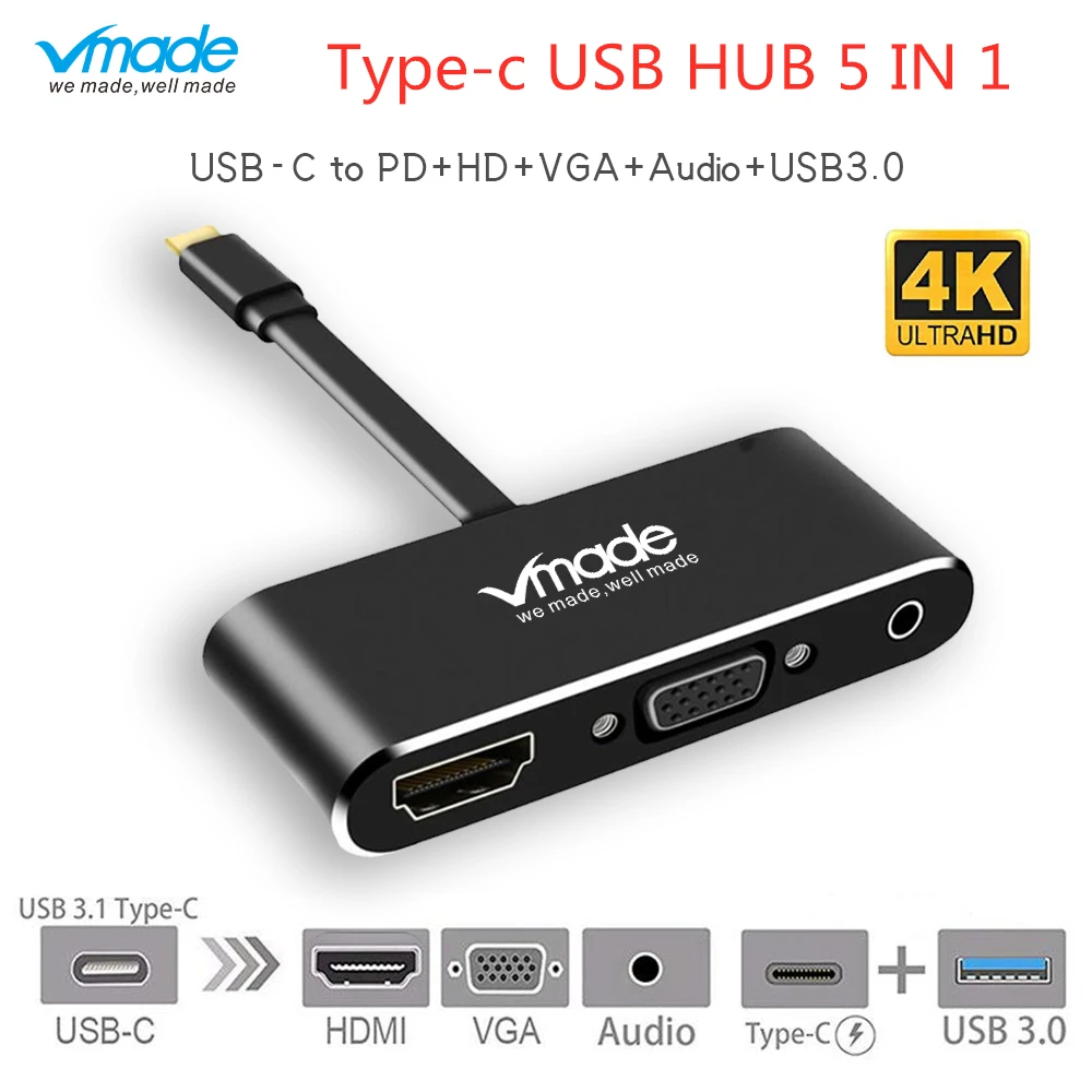 OTG кабель адаптер 5 в 1 мульти порты USB C к HDMI поддержка 4 к конвертер адаптер конвертер док-станция для samsung huawei