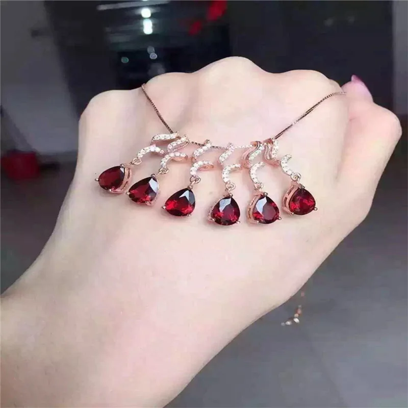 Модные подвески ожерелье подарки для женщин серебро 925 пробы красный корунд