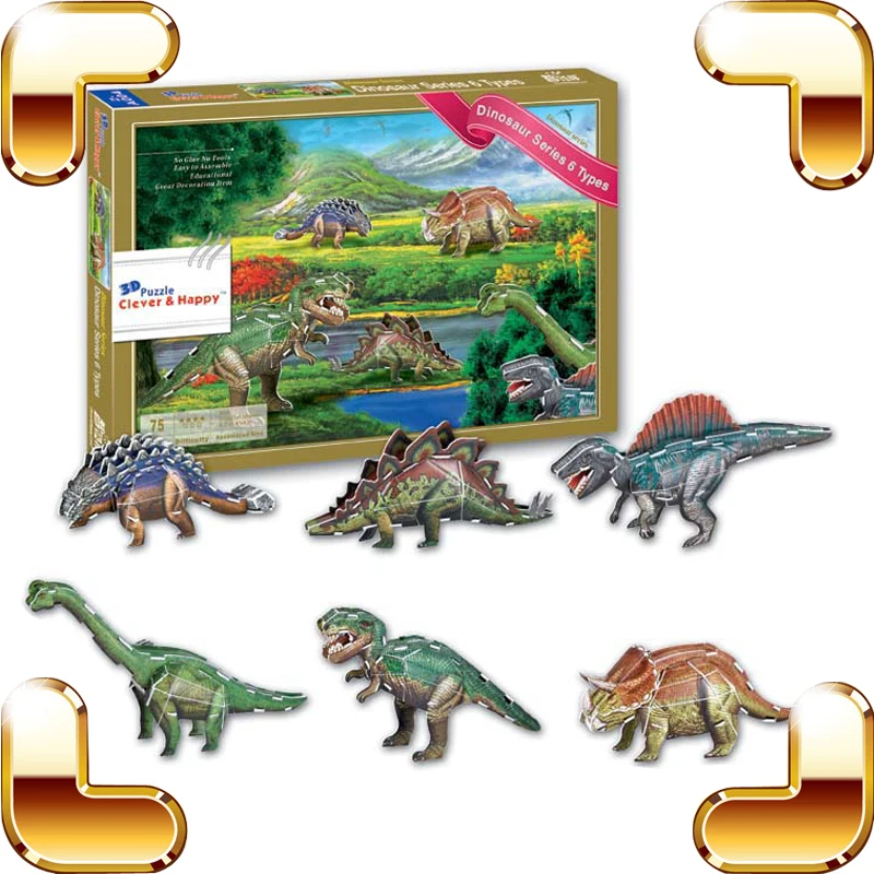 Новогодний подарок динозавр и животное серии 3D модель учебник головоломка