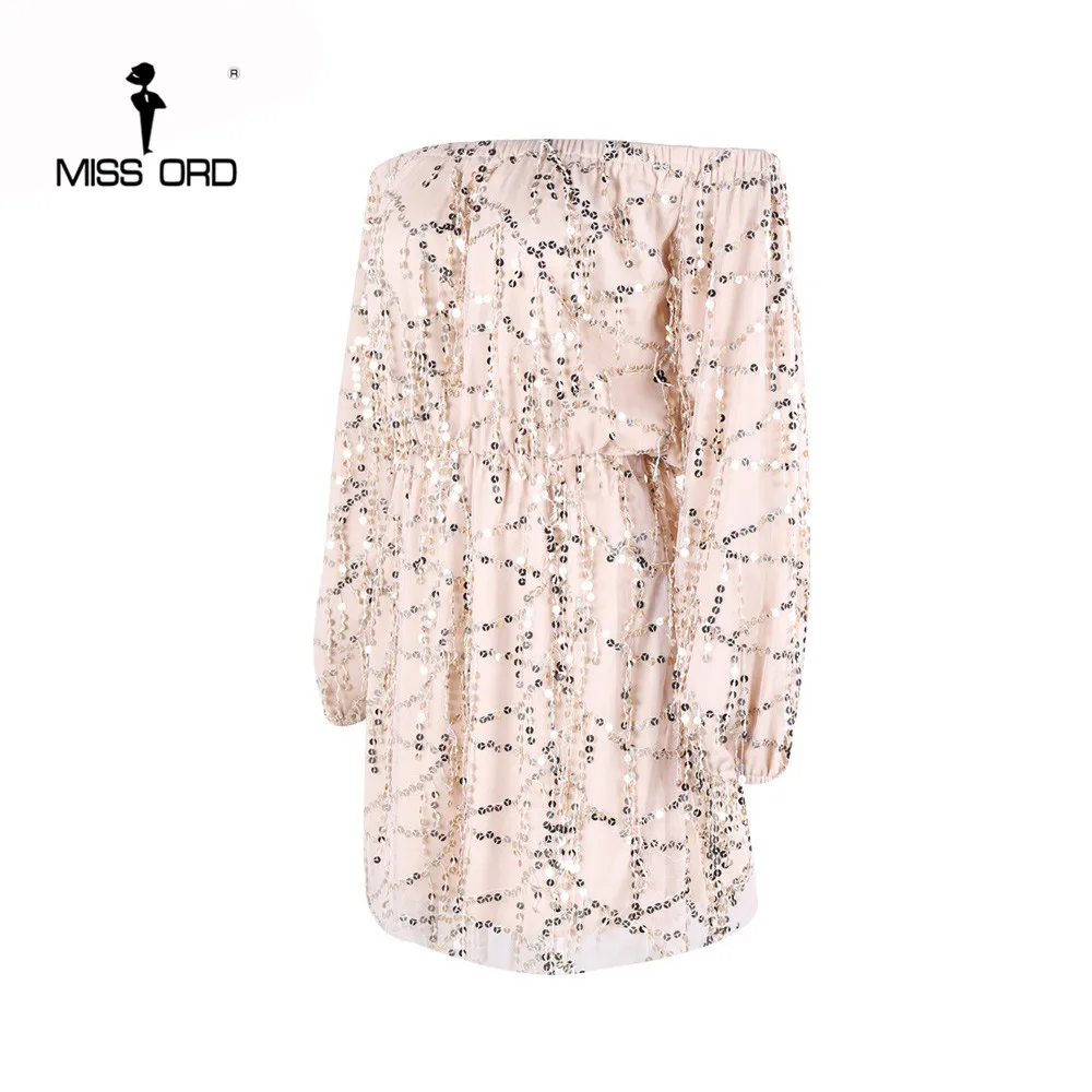 Женское платье с короткими рукавами Missord золотистое блестками модель FT4112 2020|sequin