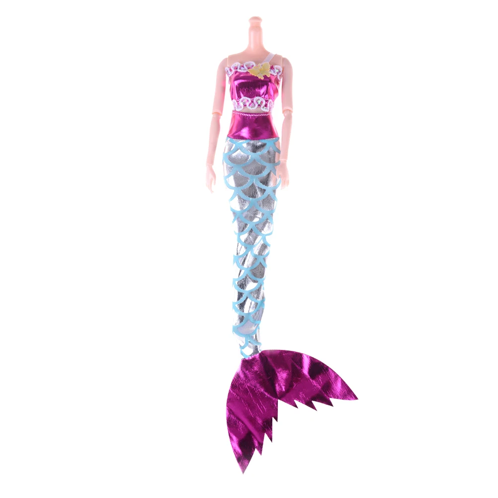 2PCS/set Baby Toy Party Dress Handmade Dolls Mermaid Tail Dress Gown Skirt Fashion Clothes For Doll Accessories images - 6