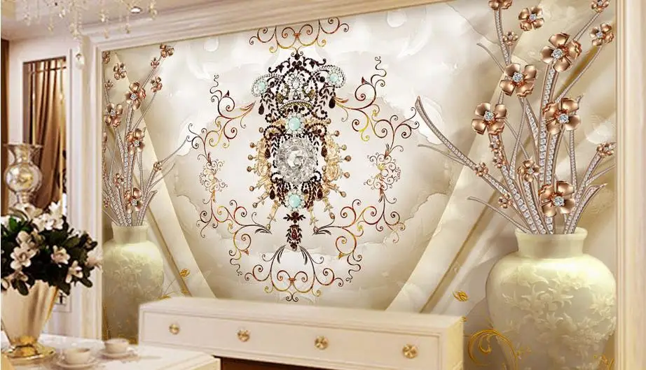 Европейские романтические и элегантные ювелирные изделия обои для стен 3 D