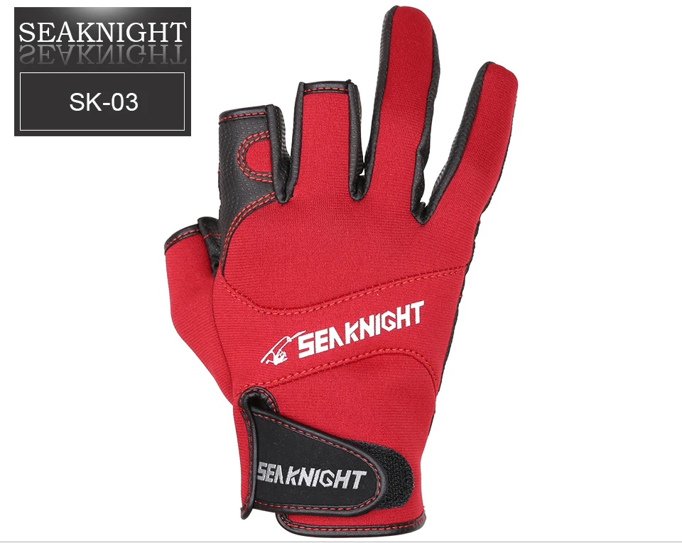 SeaKnight SK03 перчатки для рыбалки 1 пара/лот, практичные, 3, дизайн с вырезами на палец, L, XL, XXL, уличные дышащие перчатки из неопрена и полиуретана