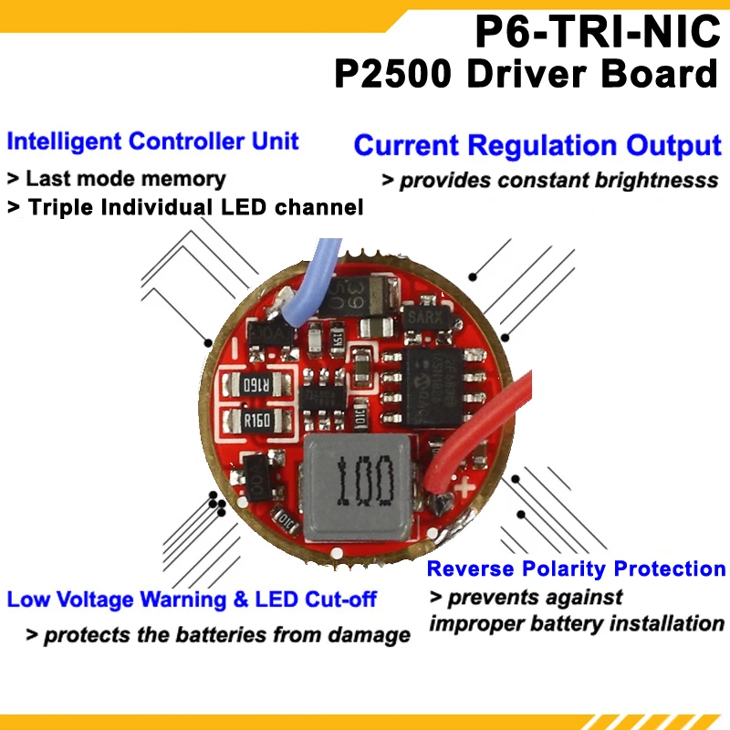 KDLITKER P6-TRI Triple Nichia 219C нейтральный белый 4000K High CRI92 1000 Lumens 3V - 9V P60 Drop-in (Dia. 26 5 мм) | Лампы